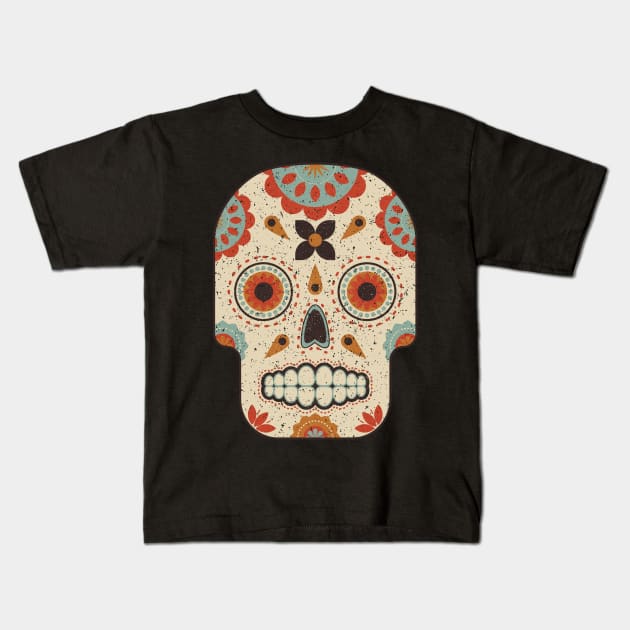 Dia De Los Muertos Day of the Dead Vintage Sugar Skull Kids T-Shirt by lucidghost